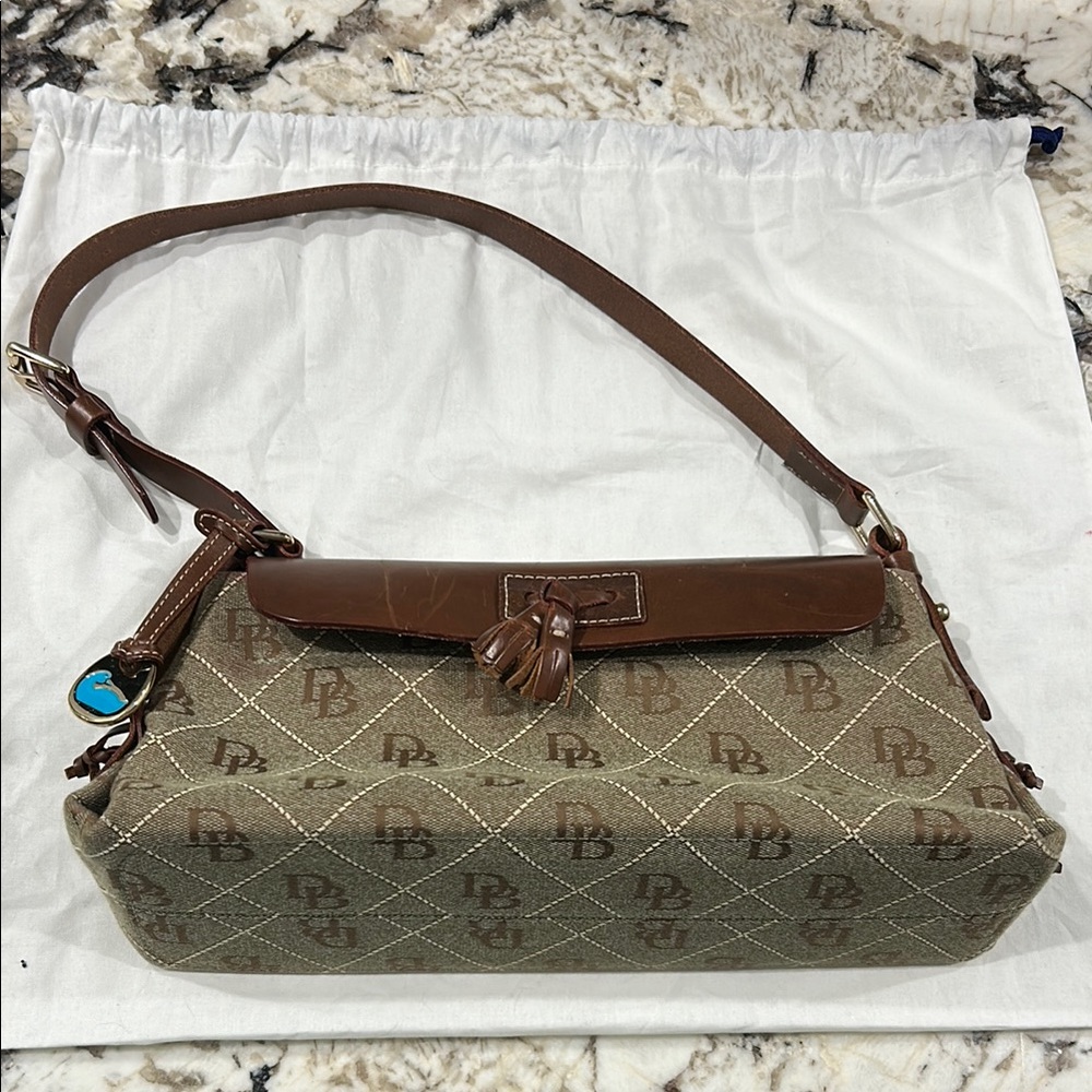 Dooney & Bourke Vintage Brown and Tan medium flap tassel Women's Shoulder Bag